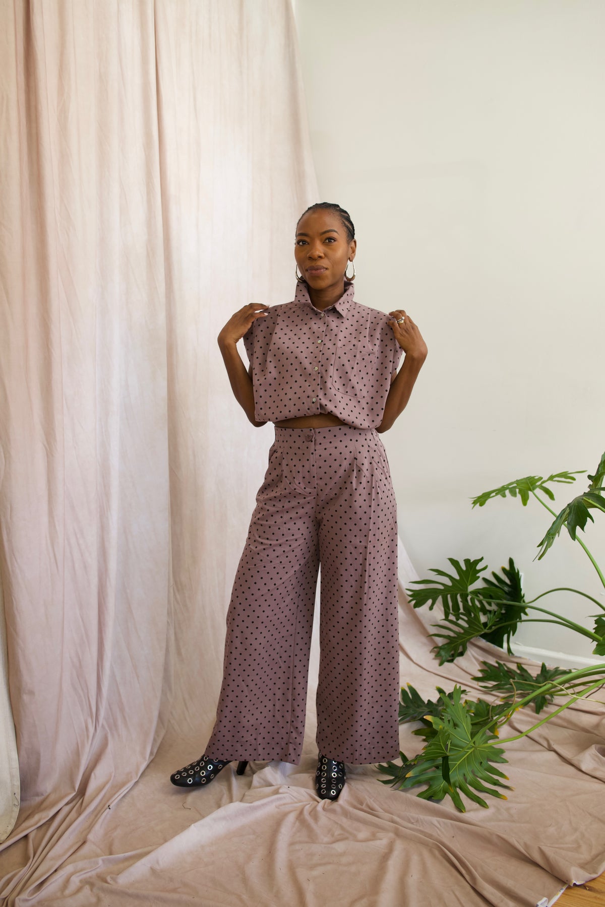 Mauve About It Polka Dot Set