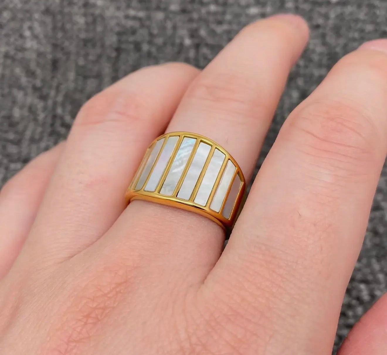 Mother-of-Pearl Bar Ring