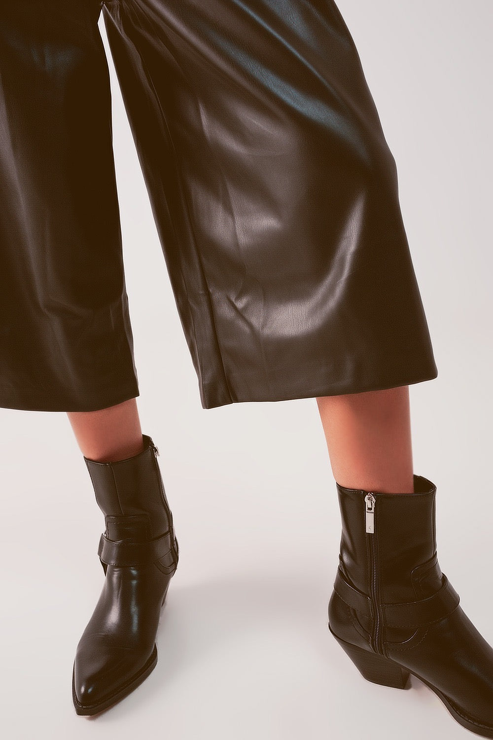 Faux Leather Culottes – Black
