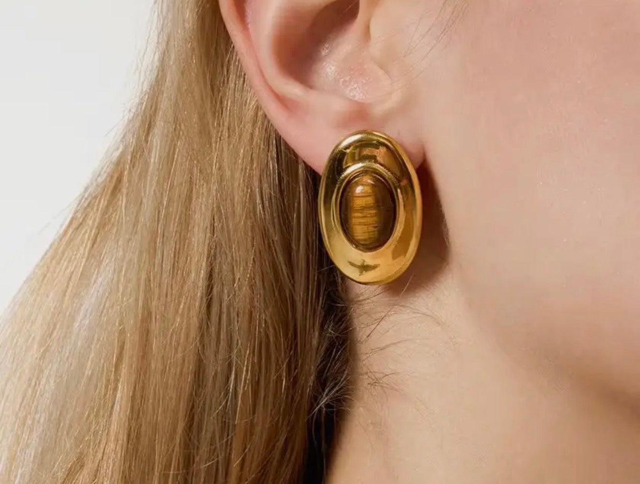 Golden Aura Tiger Eye Statement Earrings