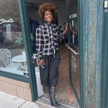 Load image into Gallery viewer, Plaid Bow-Tie Sheer Blouse