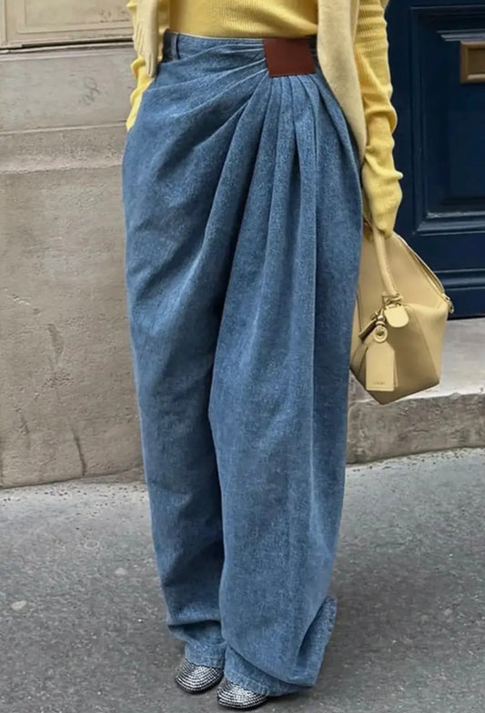 Denim Drape Statement Pant