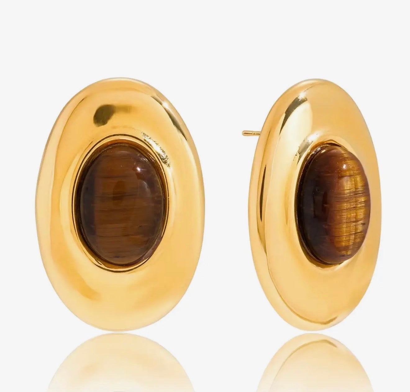 Golden Aura Tiger Eye Statement Earrings