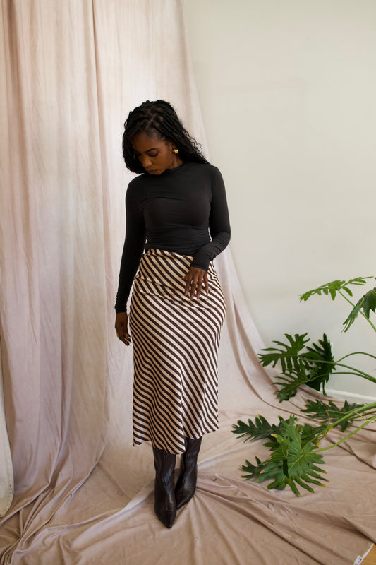The Wild Lines Satin Midi Skirt