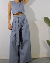 Load image into Gallery viewer, Denim Blue 100% Cotton Vest Pant Set
