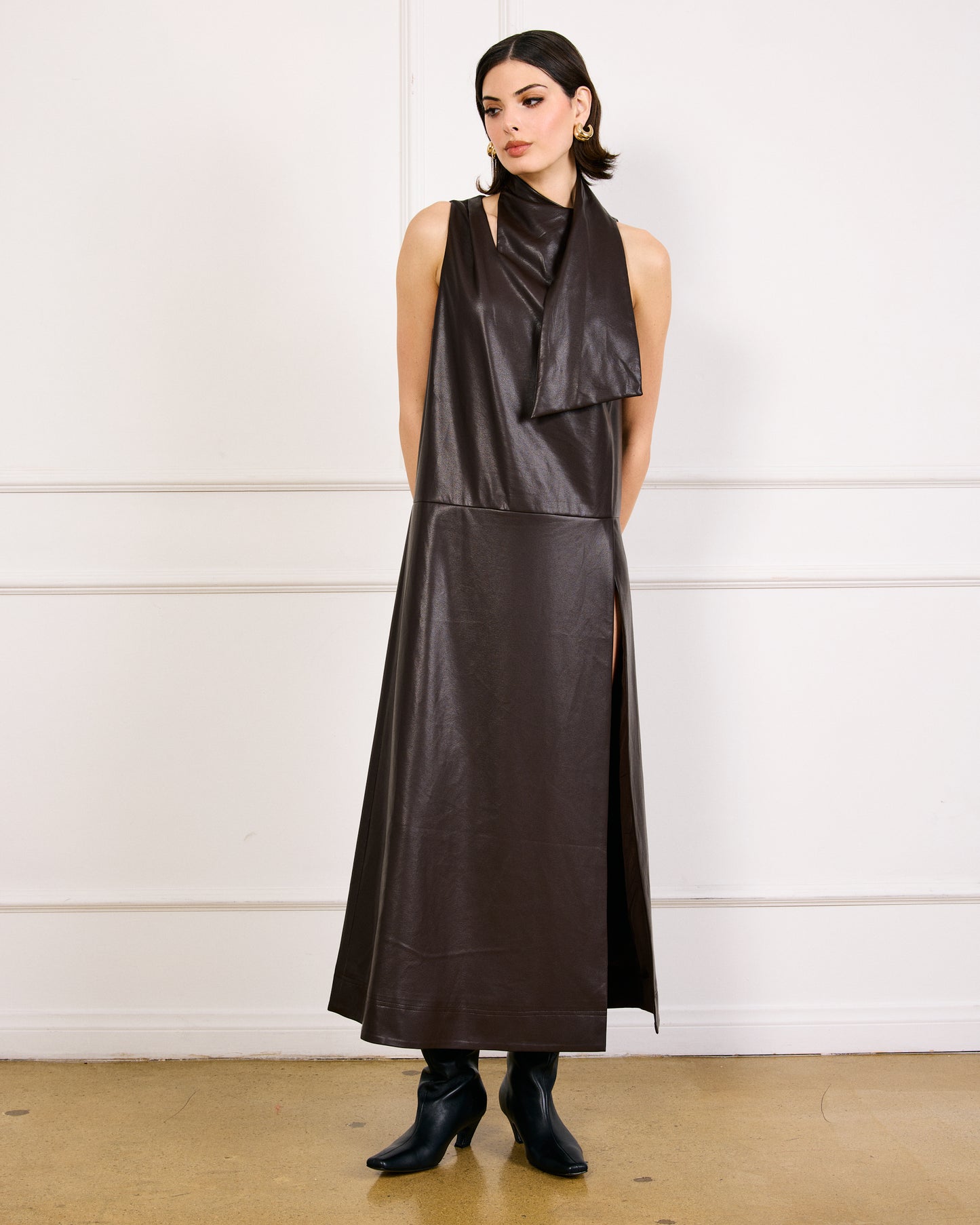The Maddox Luxe Faux Leather Maxi Dress