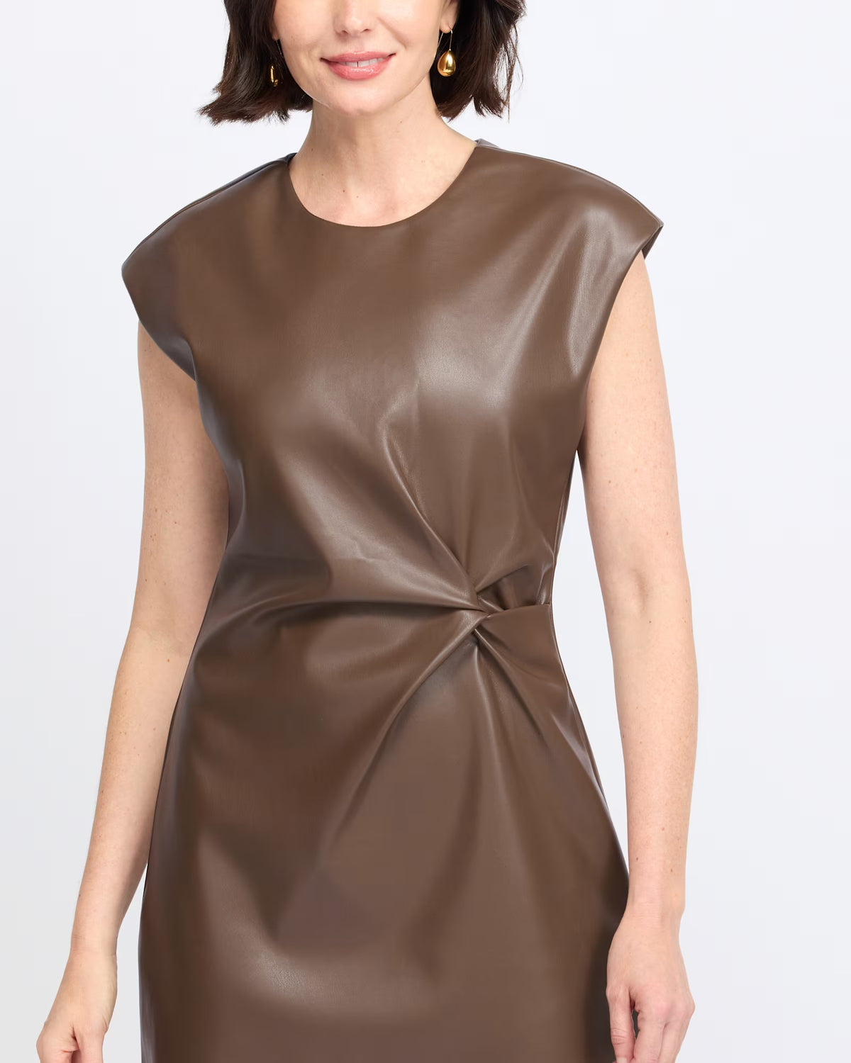 Cocoa Twist Faux Leather Mini Dress