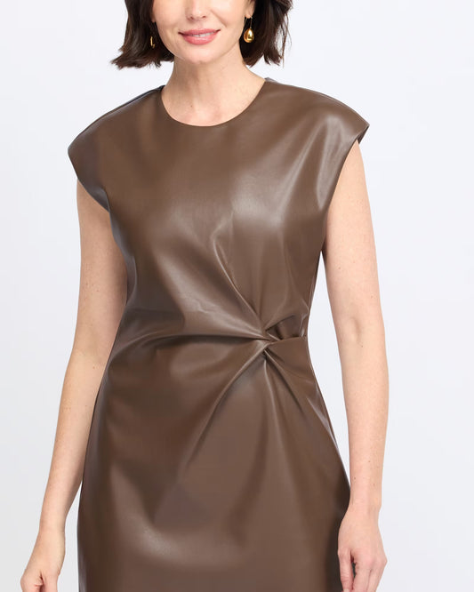 Cocoa Twist Faux Leather Mini Dress