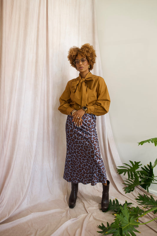 The Wild Lines Satin Midi Skirt