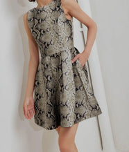 Load image into Gallery viewer, Snakeskin Sleeveless Fit &amp; Flare Dress
