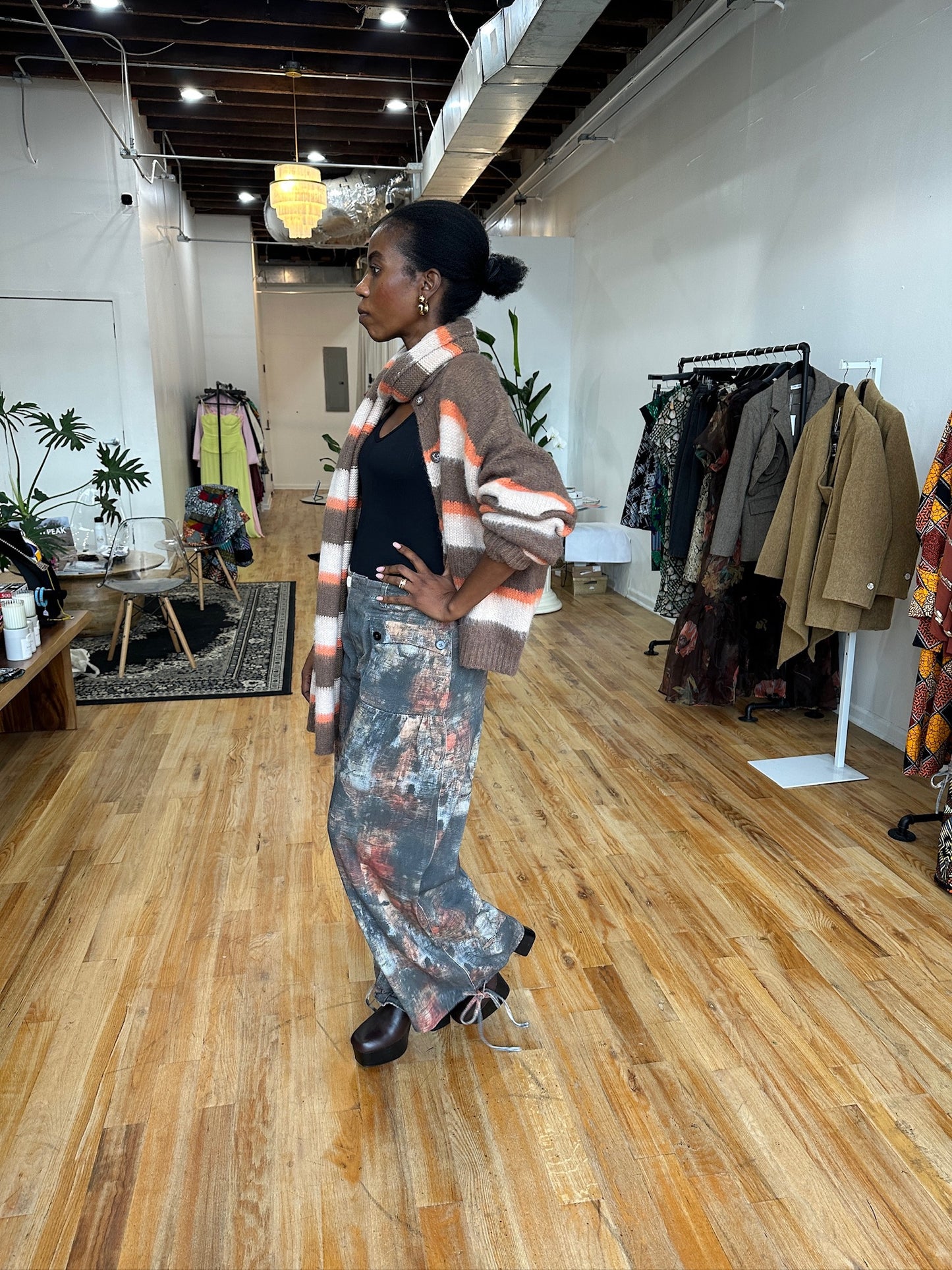 Striped Cozy Two-Piece Button Cardigan