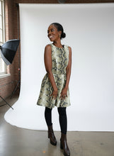 Load image into Gallery viewer, Snakeskin Sleeveless Fit &amp; Flare Dress
