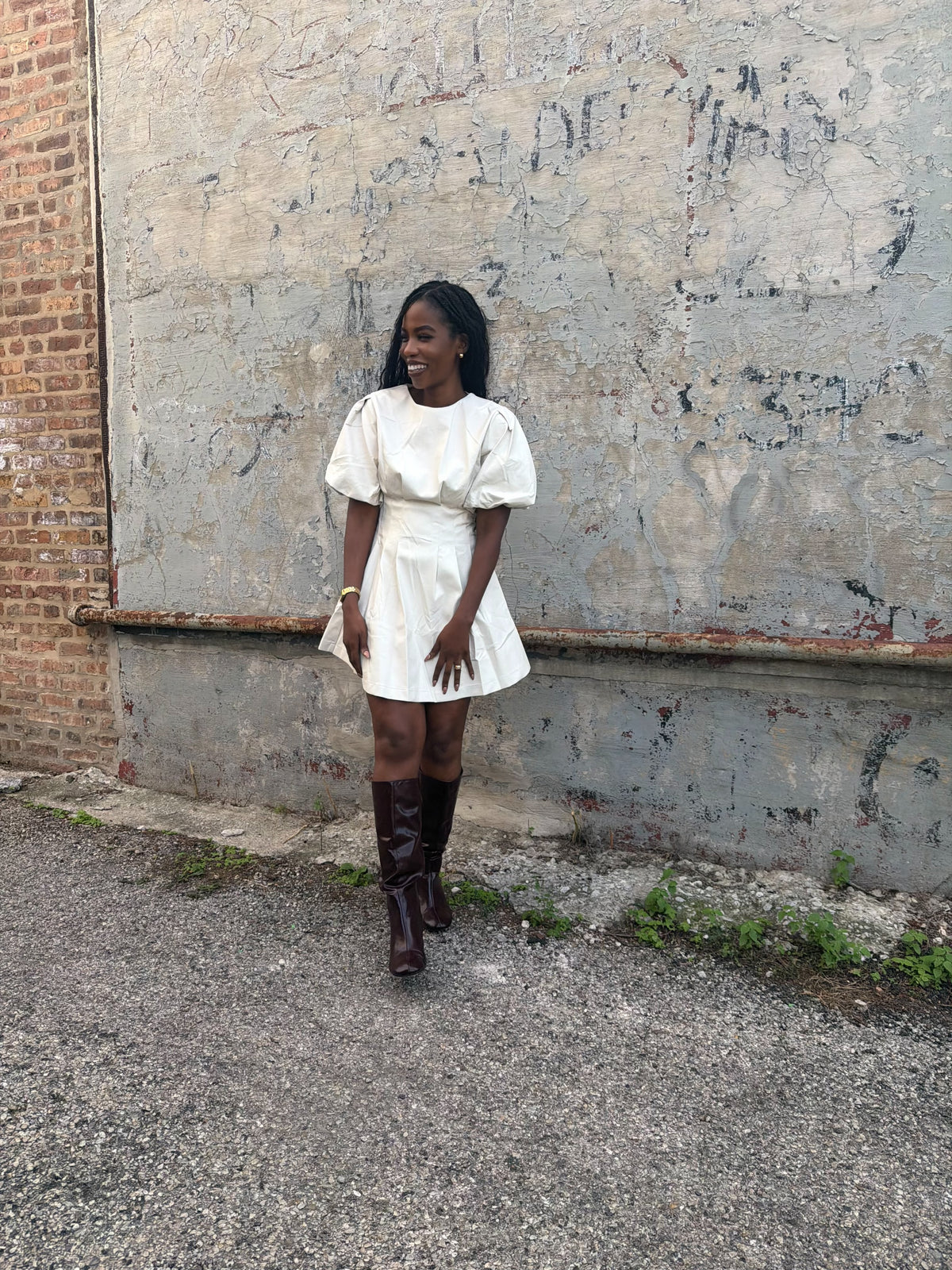 The Luxe Volume Faux Leather Dress