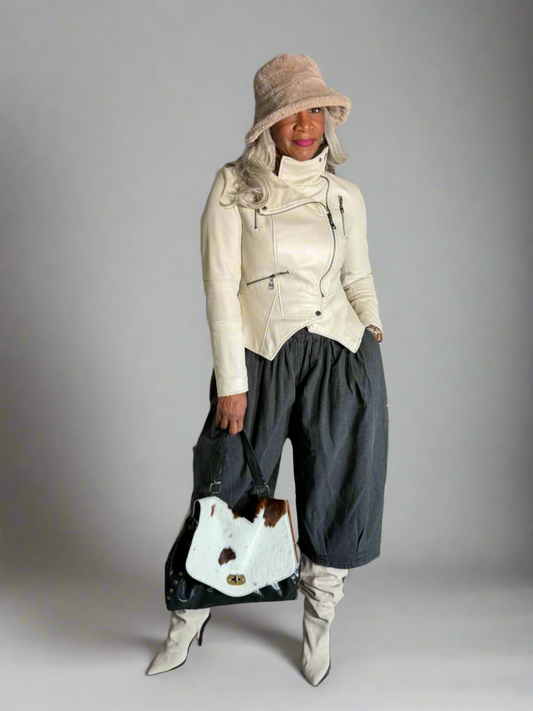 Wide-Leg Black Denim Culottes