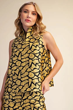 Mustard & Black Brocade Two-Piece Set