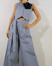 Load image into Gallery viewer, Denim Blue 100% Cotton Vest Pant Set
