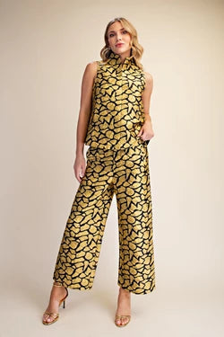 Mustard & Black Brocade Two-Piece Set