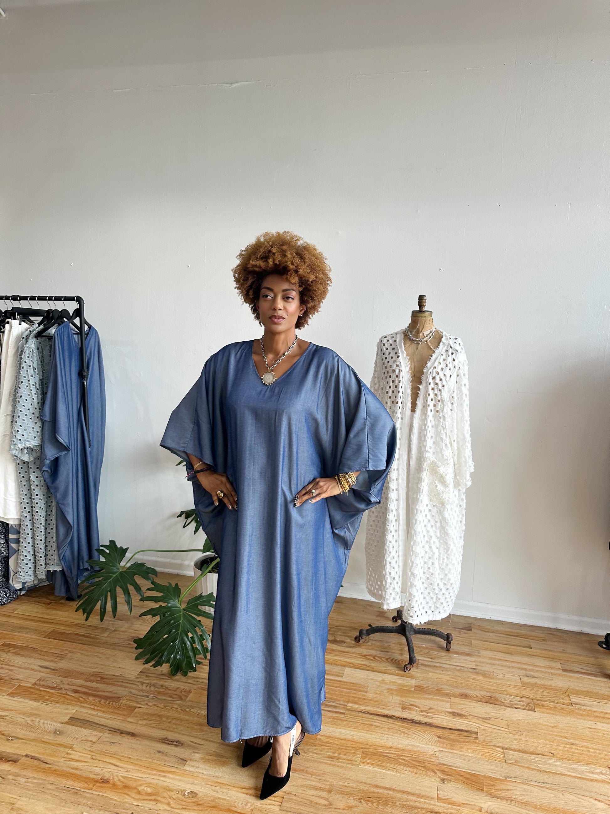 denim kaftan dress Any Old Iron Denim Kaftan Dress
