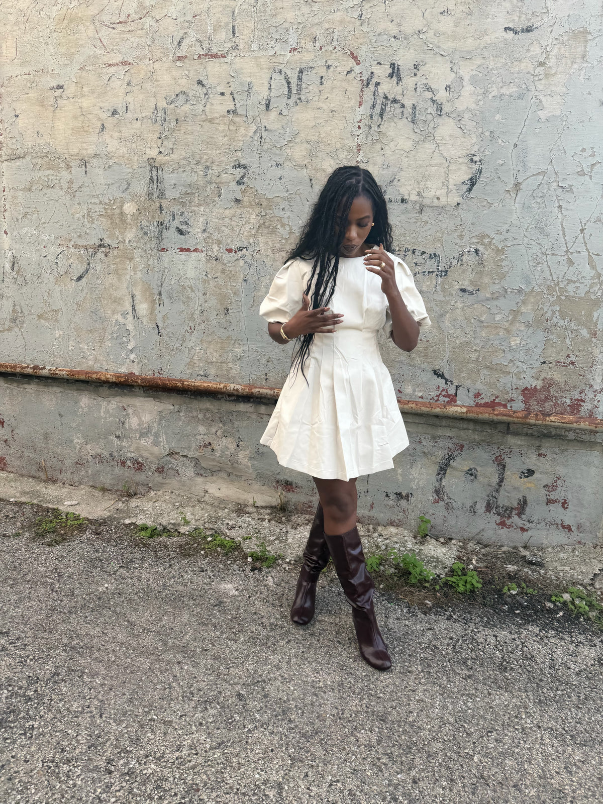 The Luxe Volume Faux Leather Dress
