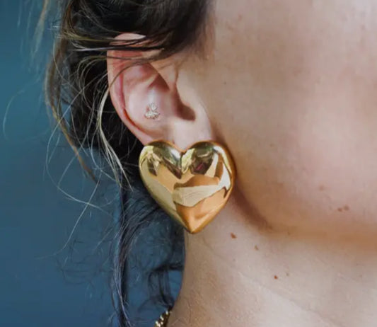 Puffy Heart Earring gold