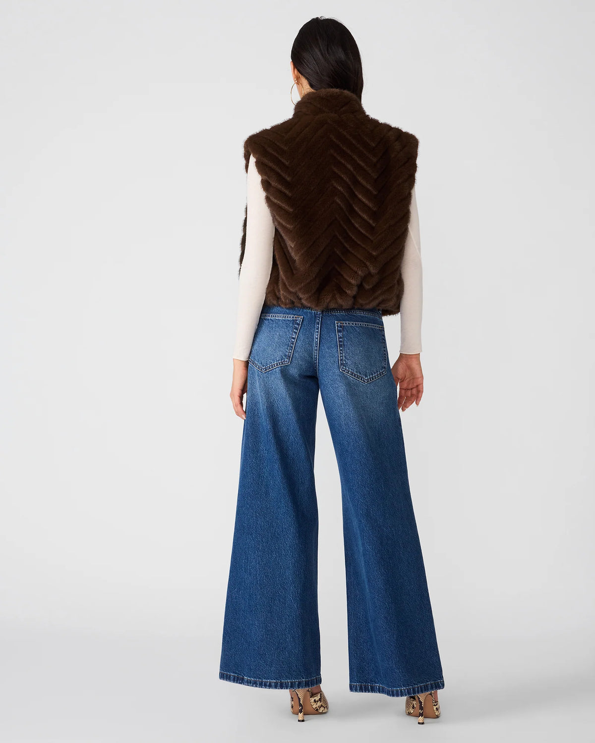 Espresso Plush Faux Fur Zip-Front Vest
