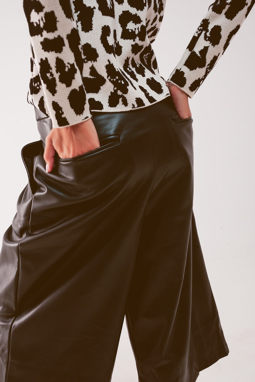 Faux Leather Culottes – Black