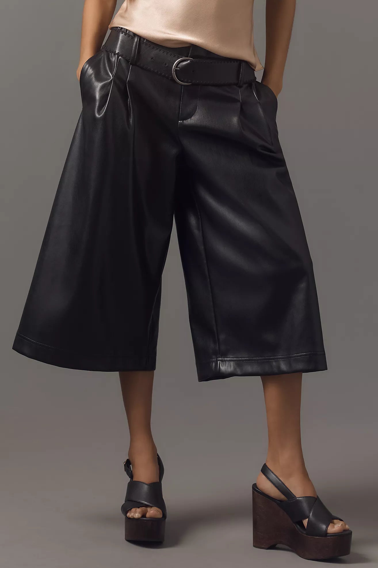Faux Leather Culottes – Black