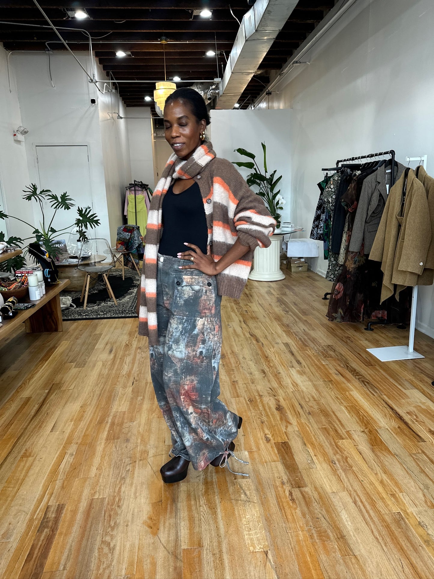 Striped Cozy Two-Piece Button Cardigan