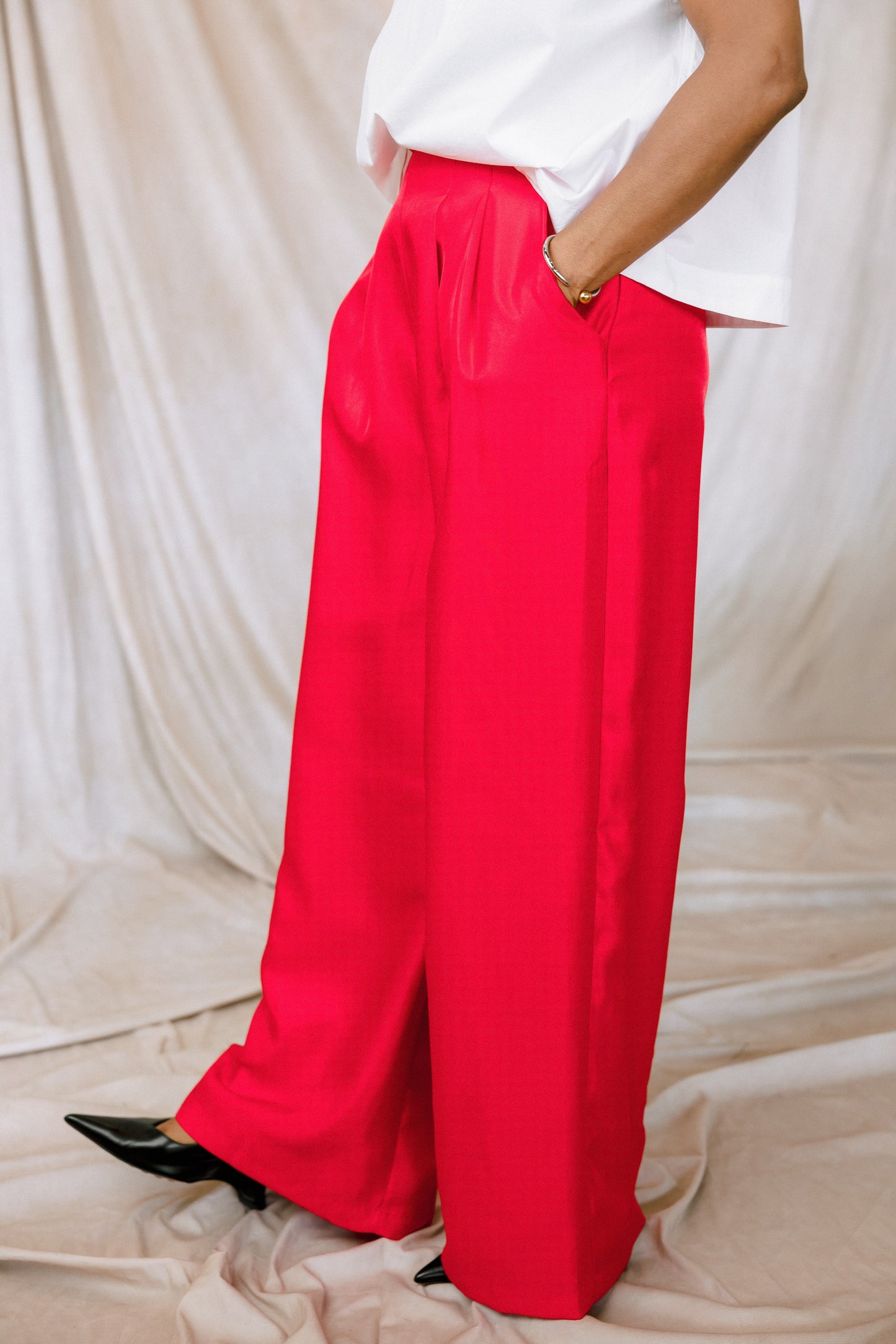 Crimson Command Wide-Leg Pant