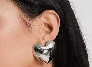 Puffy Heart Earring silver