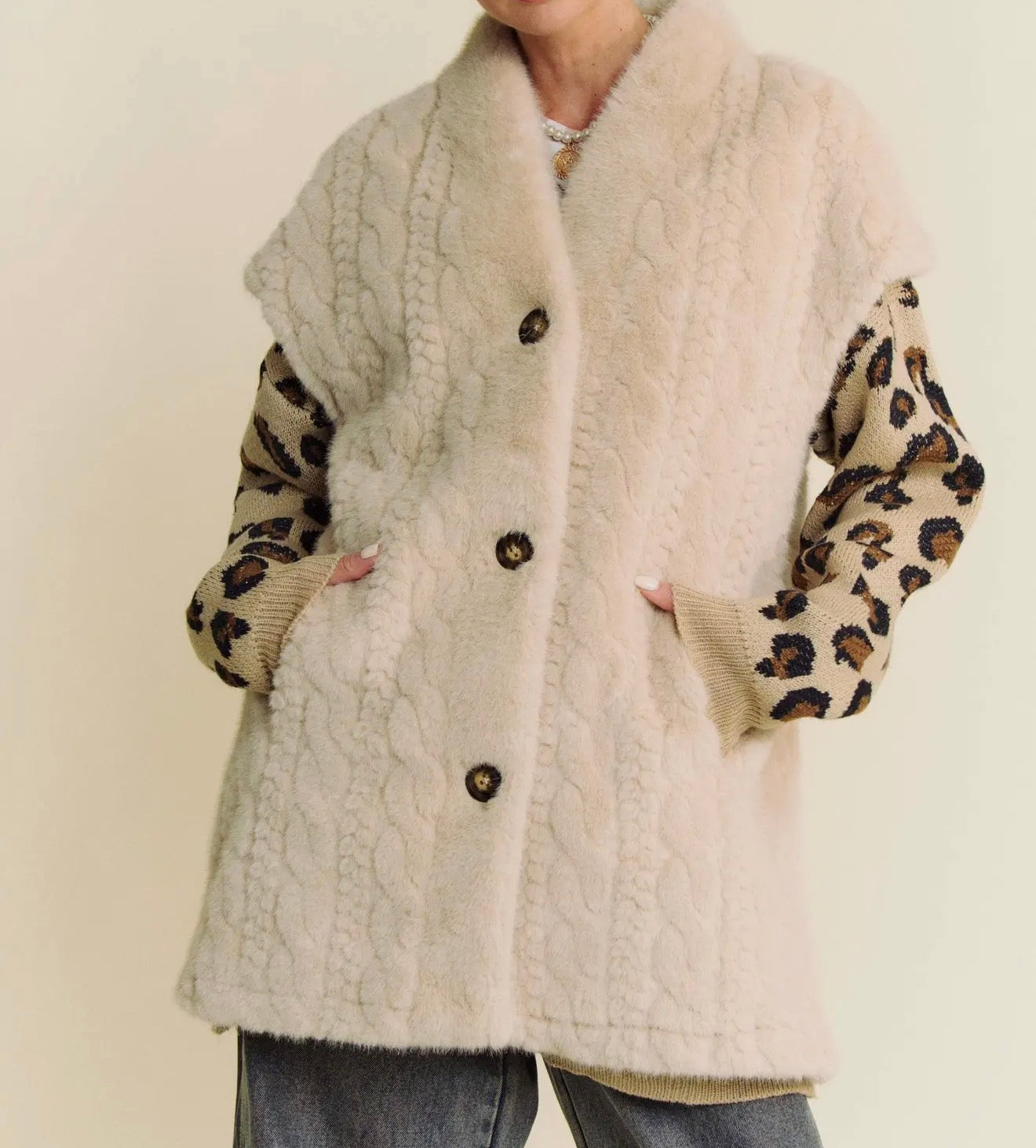 The Cozy Couture Cable Faux Fur Vest