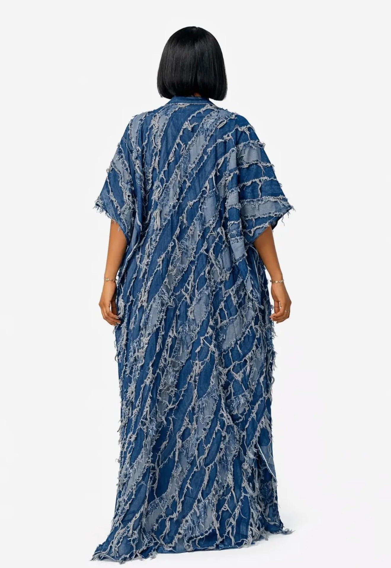 Indigo Fringe Denim Kimono