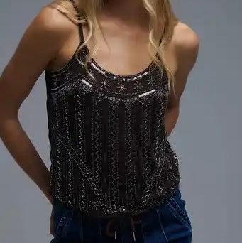 Midnight Stardust Sequin Cami – Chocolate