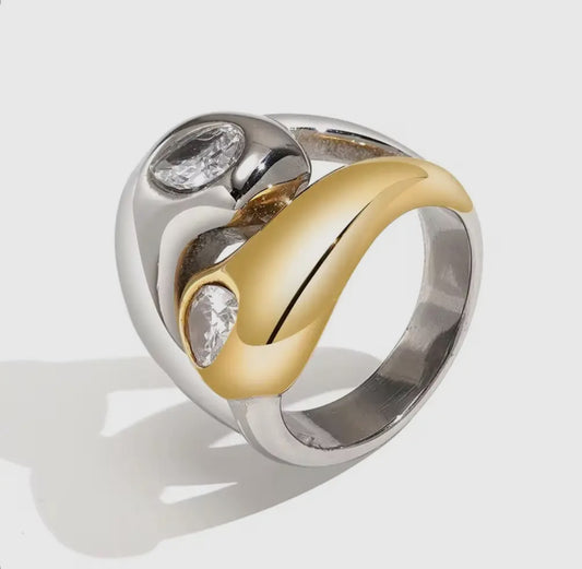 Two-Tone Sculptural Statement Ring