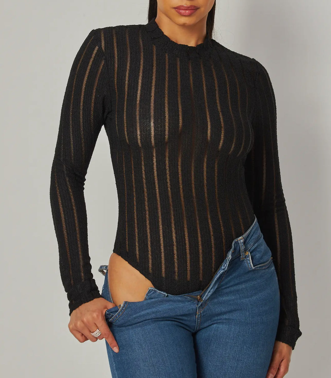 Stripe Mesh Bodysuit