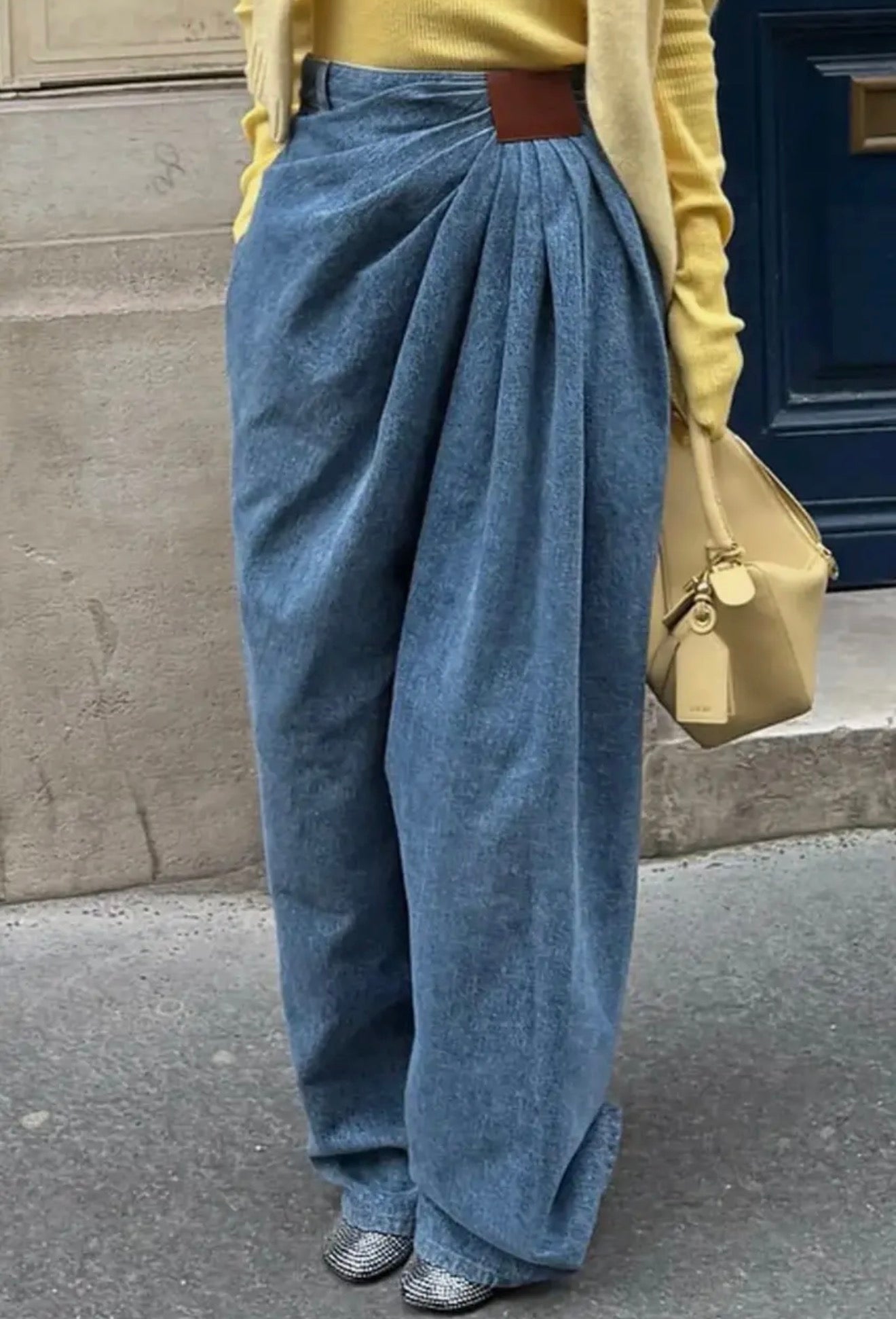 Denim Drape Statement Pant