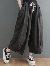 Load image into Gallery viewer, Wide-Leg Black Denim Pants
