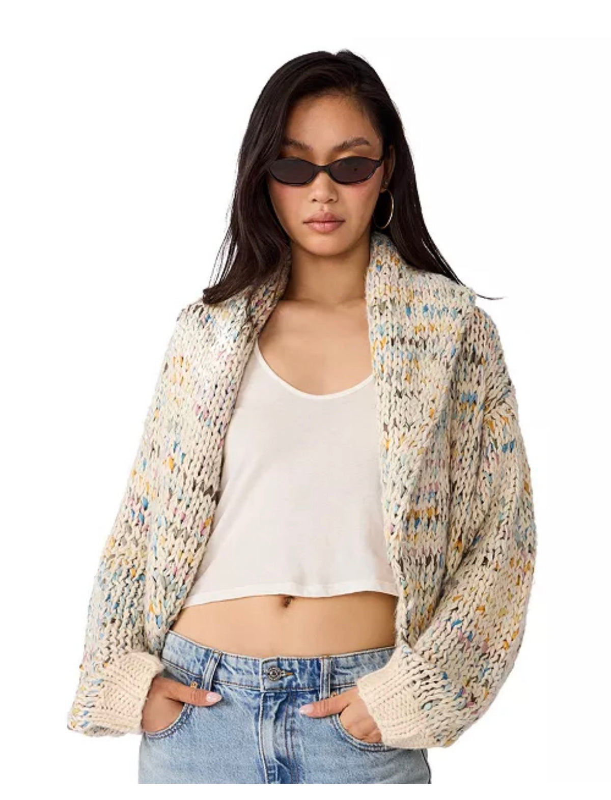 Shawl-Collar Dyed Cardigan