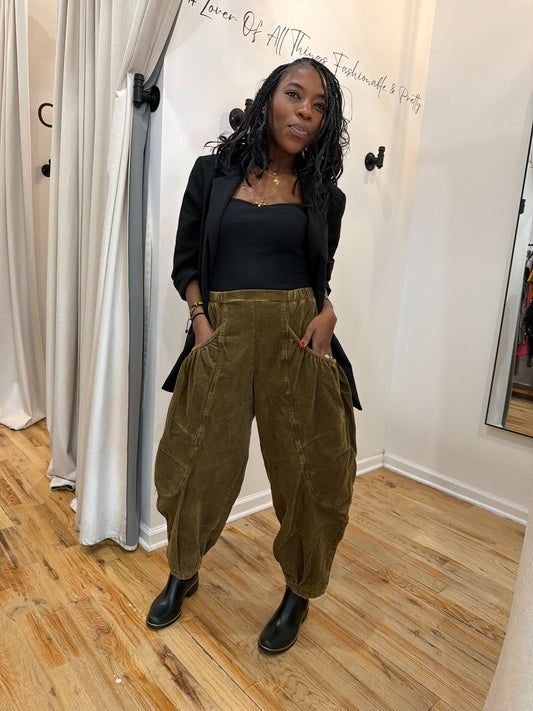 The Olive Luxe Corduroy Balloon Pant