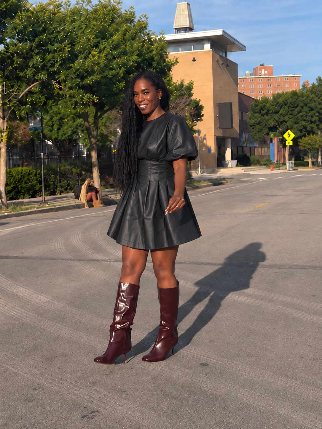 The Luxe Volume Faux Leather Dress