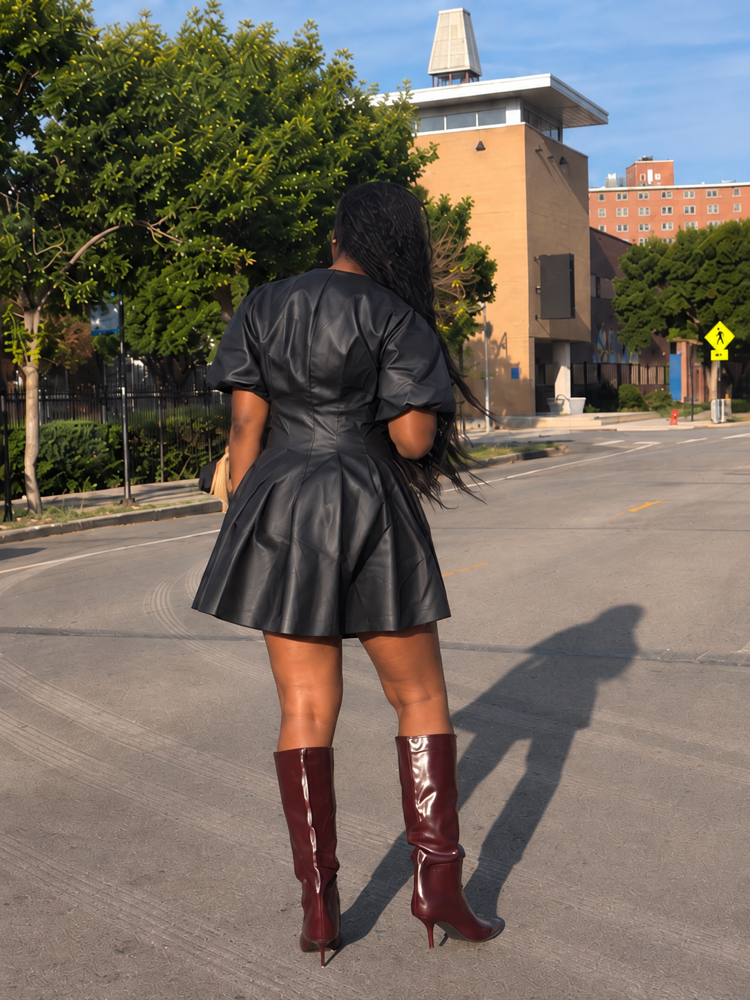 The Luxe Volume Faux Leather Dress