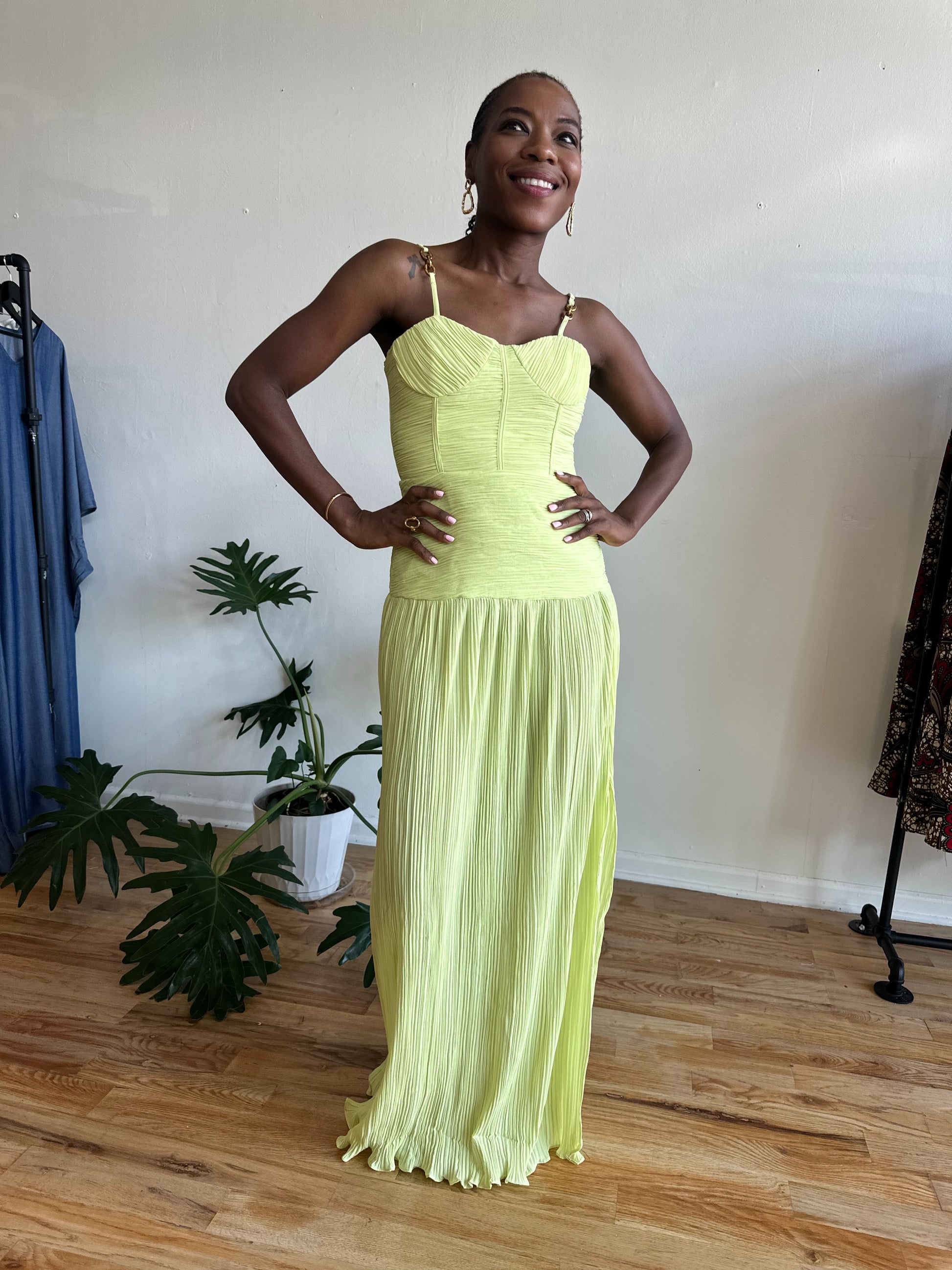 lime pink dress Lizzy Floral Midi Dress in Lime M