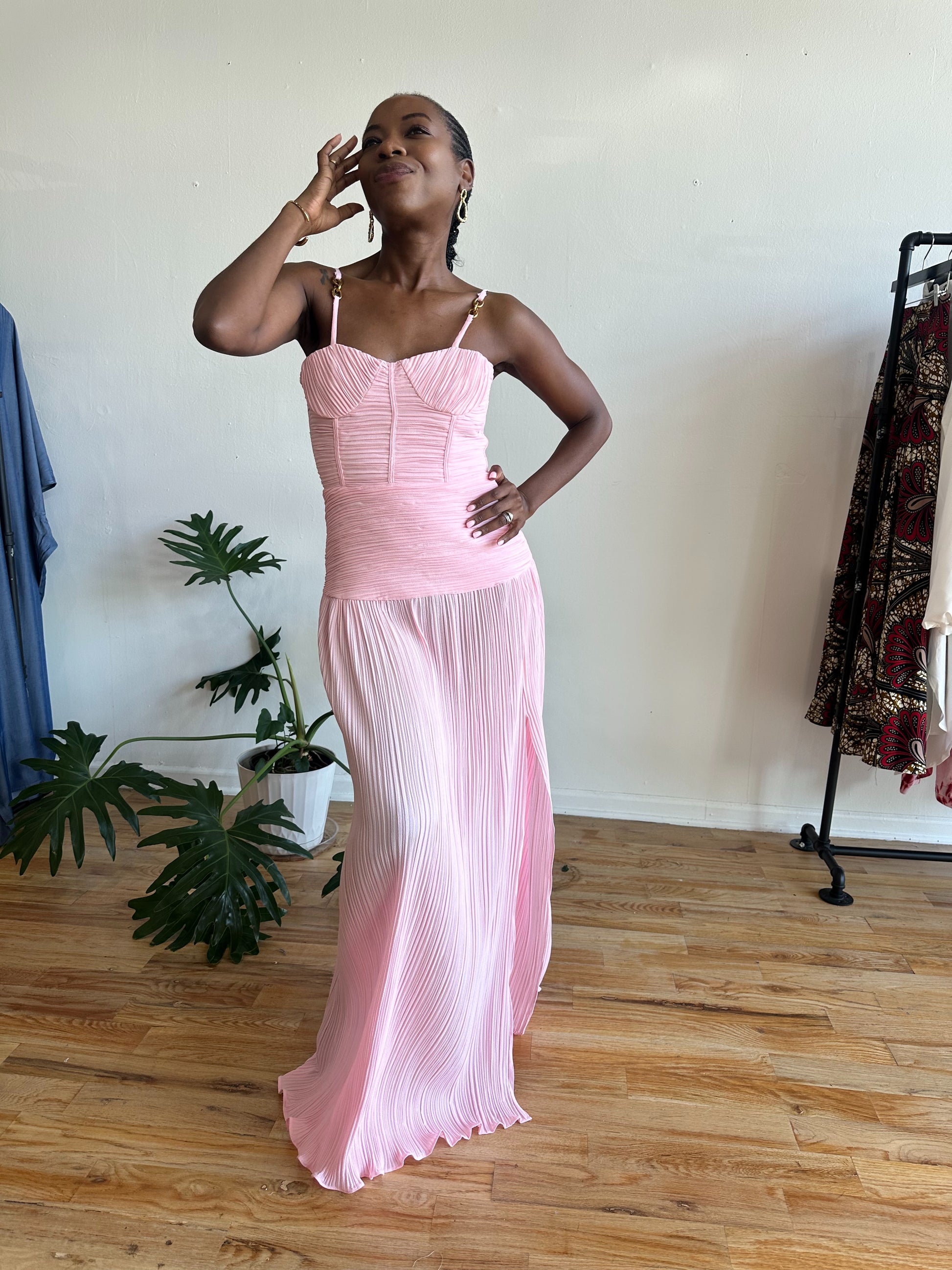 lime pink dress Lime & Pink Floral Halter Dress