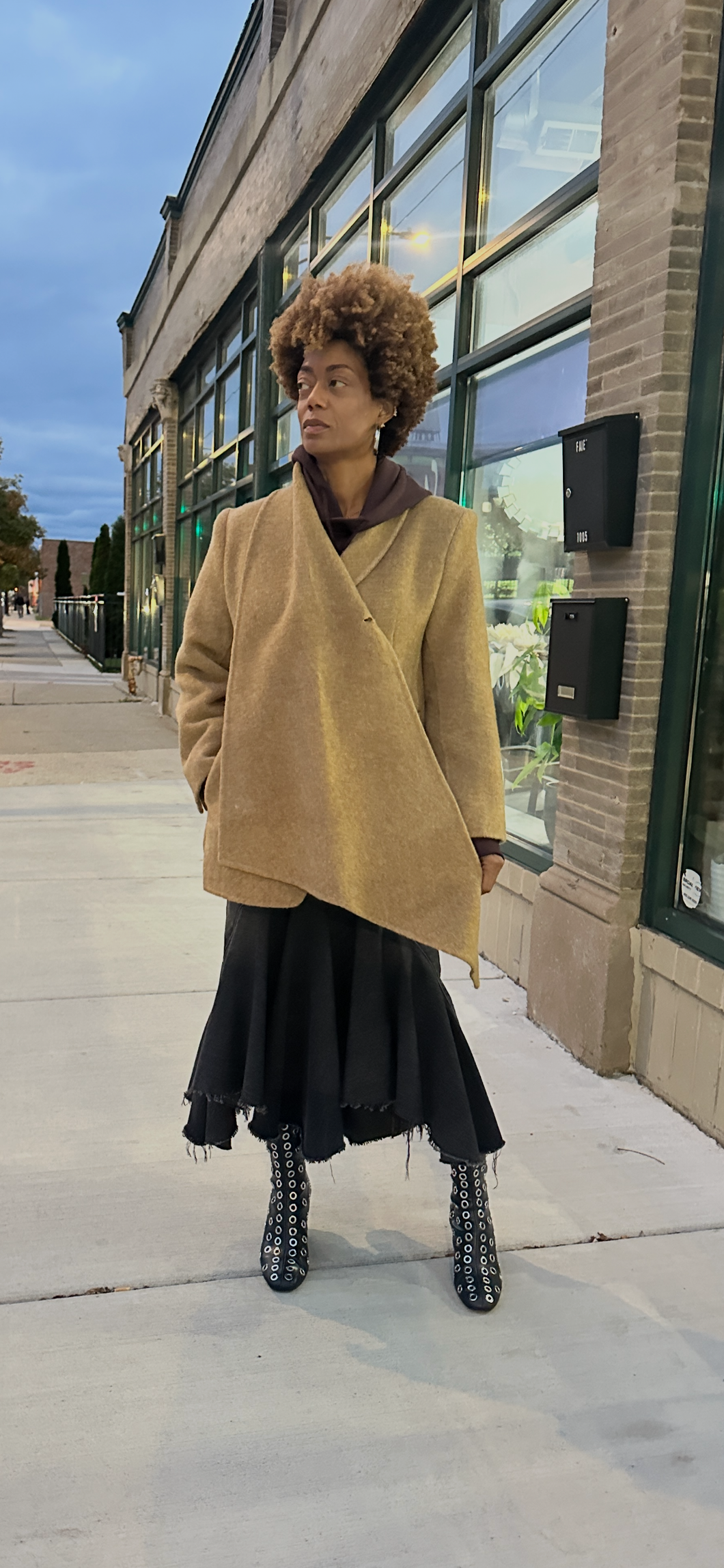 Caramel Cascade Coat Dress