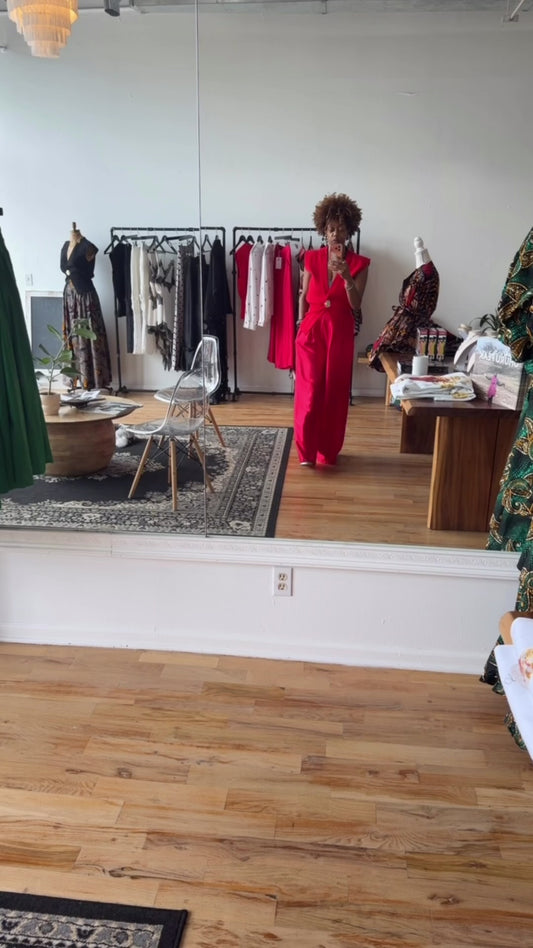 Crimson Command Wide-Leg Pant